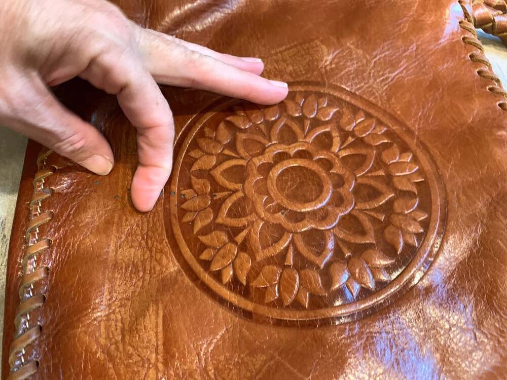 Annie's Secret Zip Top Tote with Conceal Carry Pocket - Hand Tooled Ge – , - Picture 2 of 7